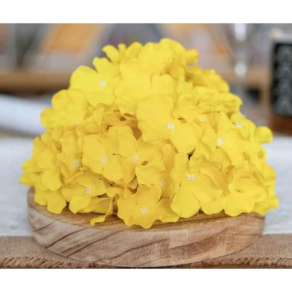 10 pack Yellow Silk Hydrangea Flower Floral with Stems Wedding Home Bouquet